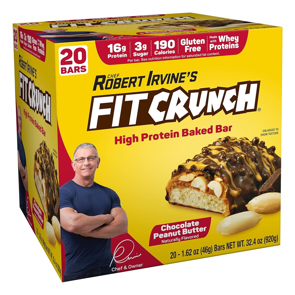 FITCRUNCH Proteínové tyčinky, Snack veľkosť hodnotové balenie, bez lepku, vyrobené s srsťou proteíny (20 Snack Veľkosť Bary, Arašidové maslo)