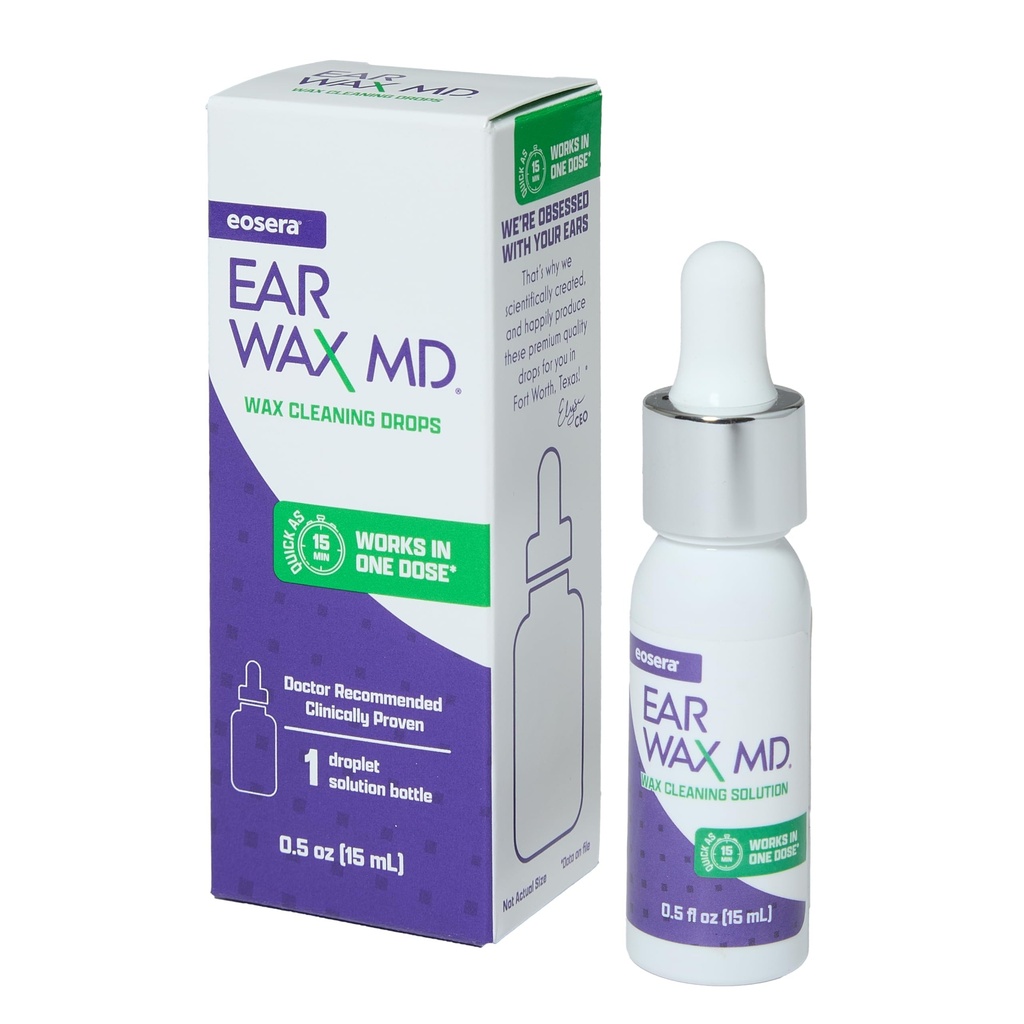 Eosera® Ušný vosk MD® - Ušné vaky odstránenie kvapky - prestávky a rozpustí ušný vosk len v 1 liečbe - lekár odporúča a klinicky preukázané - nežné a bezpečné - 15-ml