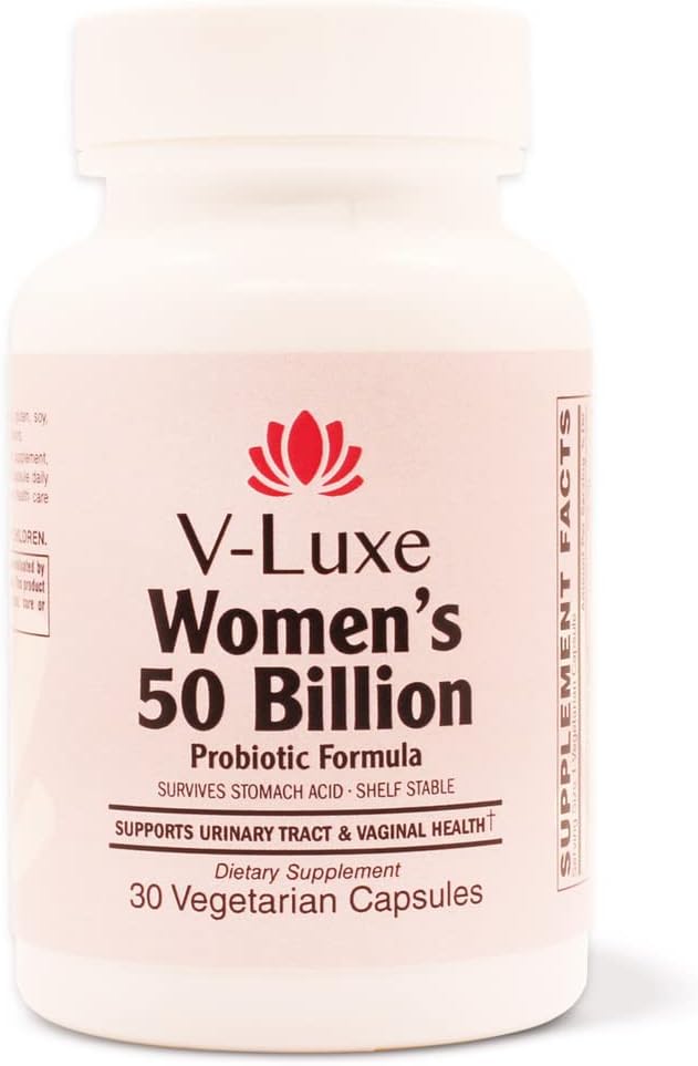 V-Luxe 50 miliárd CFU Probiotiká pre bakteriálnu vaginózu, kvasinkové infekcie, & UTI zálohované vedou, Formulované pre ženy, Prírodné Remedy na vyváženie pH & Zabrániť opakovaniu infekcie 30 dní