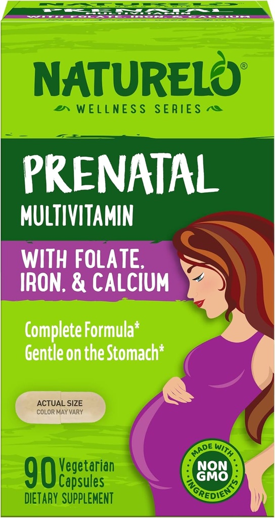 Naturelo, prenatálne multivitamínové kapsuly, 90 grófov
