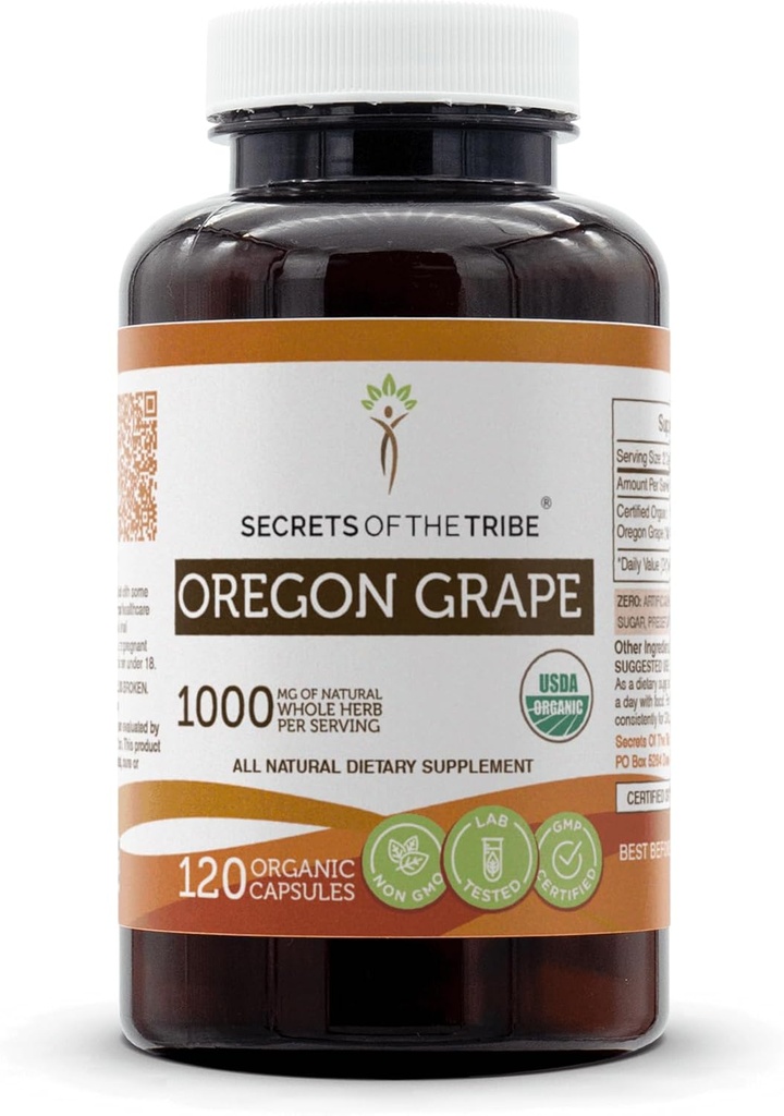 Secrets of the Tribe Oregon Grape USDA Organic Capsules 