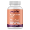 BESTVITE Fosfatidylserín 100 mg v kapsule (120 Vegetariánske kapsuly) s Sharp-PS® Green - patentované a klinicky testované - Stearate Free - Soy Free - Gluten Free - Vegan - Non GMO