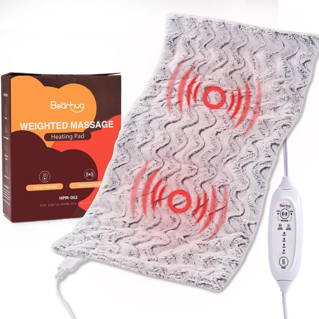 Bearhug Electric Weighted Heating Pad Warm Heated Pad Relieve Aches and Pains, Ukľudňujúce teplo pre relaxáciu a úľavu od bolesti (Dreamy Milky Way, 17" x 33" s masážou)
