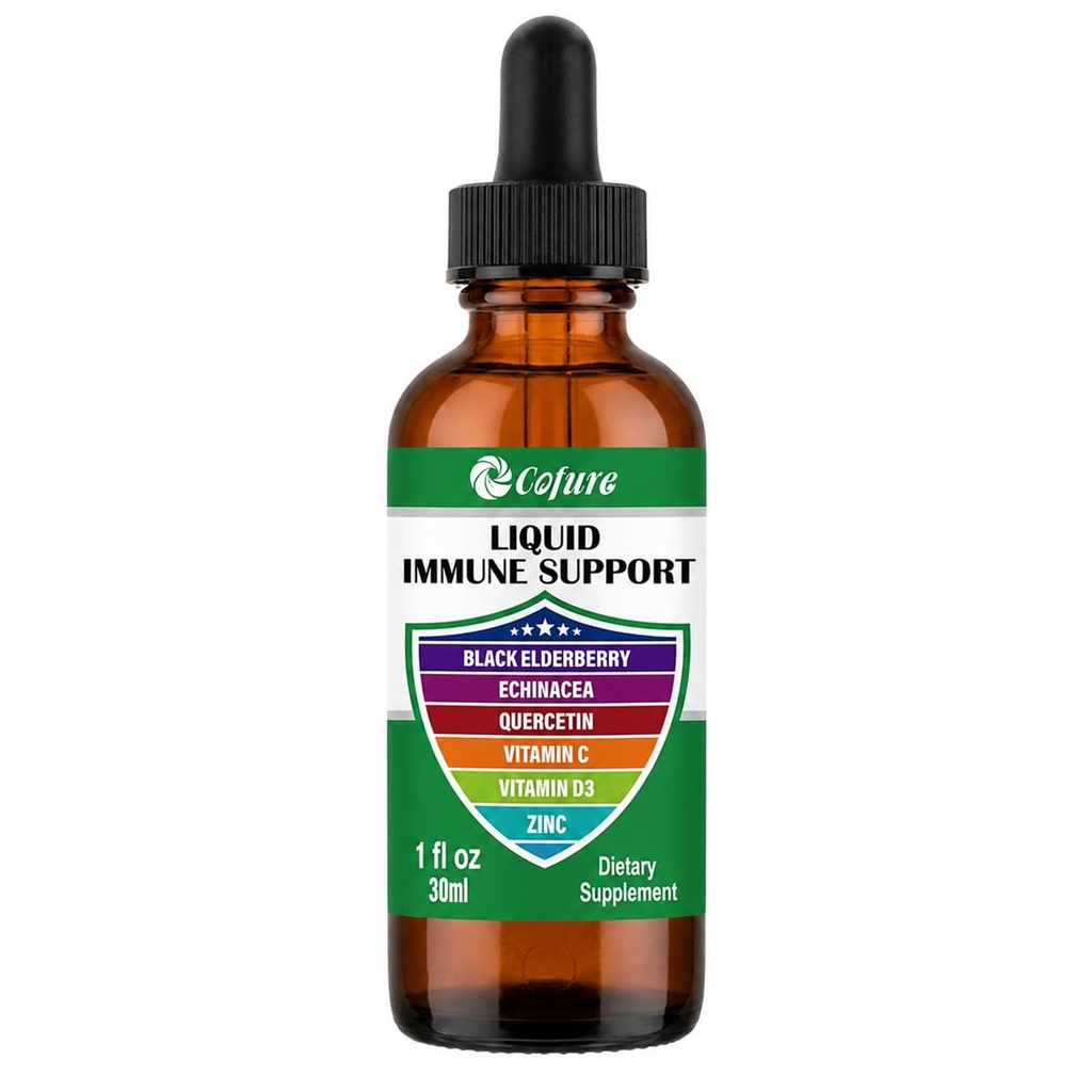 Zinok Quercetin Vitamín C D3 Liquid Immune Support with Organic Echinacea Elderberry, Immune Defense Drops Supplement for Adults- Vegan, Non-GMO, Gluten Free - 1 Fl Oz