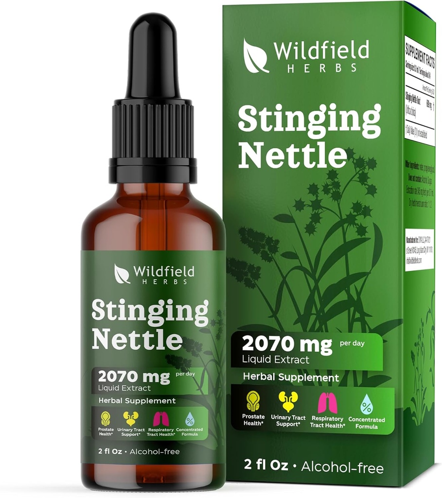 Stinging Nettle Root Extract Drops 2000mg (Urtica dioica L.) Bylinné doplnok Absorby Lepšie ako kapsule, 1 mesiac dodávky, 84 Servisov, alkohol bez tinktúry - 2 Oz, balenie 1