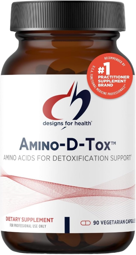 Designy pre zdravie Amino-D-Tox - Aminokyseliny Detox + Pečeň Cleanse Support - Supplement Blend with Glycine, Calcium D Glukarát, NAC + More - Non-GMO (90 Kapsule)