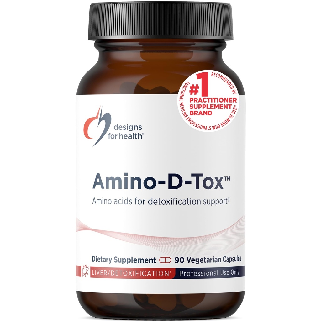 Dizajn pre zdravie Amino-D-Tox - Aminokyseliny Detox + Pečeň Cleanse Support - Supplement Blend with Glycine, Calcium D Glucarate, NAC + More - Non-GMO (90 Kapsule)