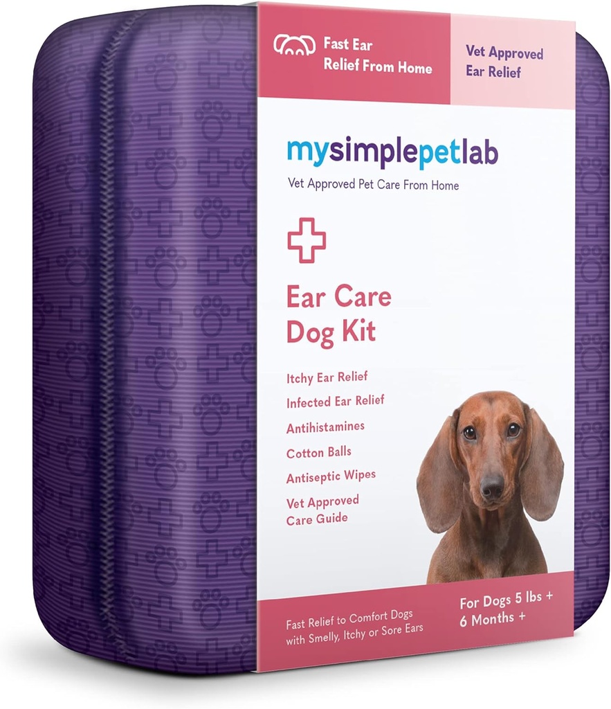 MySimplePetLab Ušná starostlivosť Kit som medikovaný Tris Flush Dog Ušný čistiaci I infekcia Liečba s Ketokonazolom Hydrokortizón Drops I Comfort pre smradľavé, svrbenie, alebo bolesti ucha