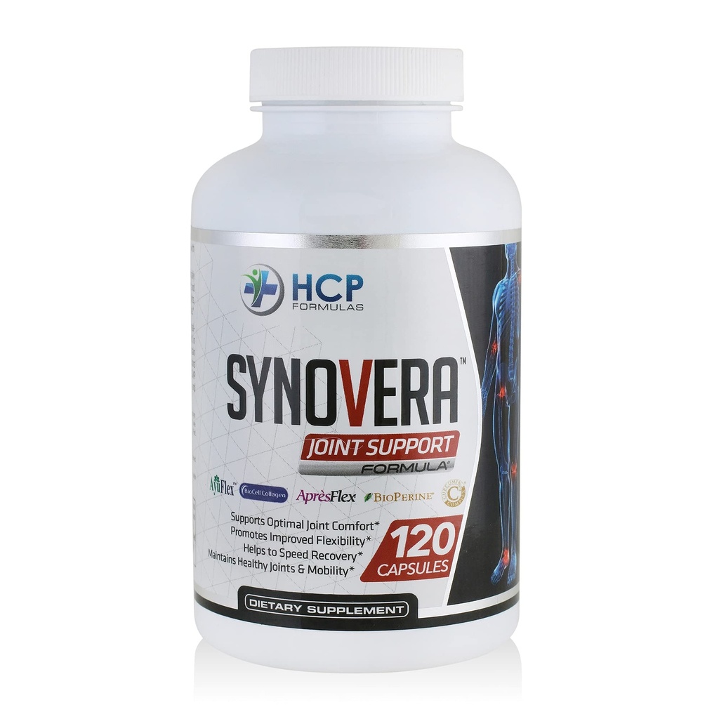 Synovera - Complex spoločnej podpory s Turmeric Extract & Collagen - Mobilita & Flexibilita - Zdravé kĺby, Tendon, Ligament, a Synovial tkanivo - Dietary Supplement - 120 Caps
