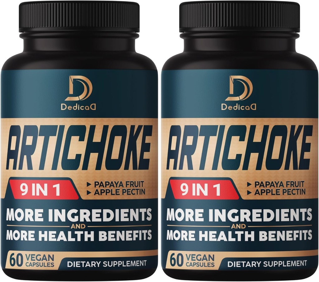 Artičoky Extract Kapsule 6650mg 4-Month Supply - Support Digestion, Immune Health & Body Balance - Combined 9 Herbs Papaya, Apple Pectin, Ginger & More - Non-GMO 2 Balíčky 60 Kapsule