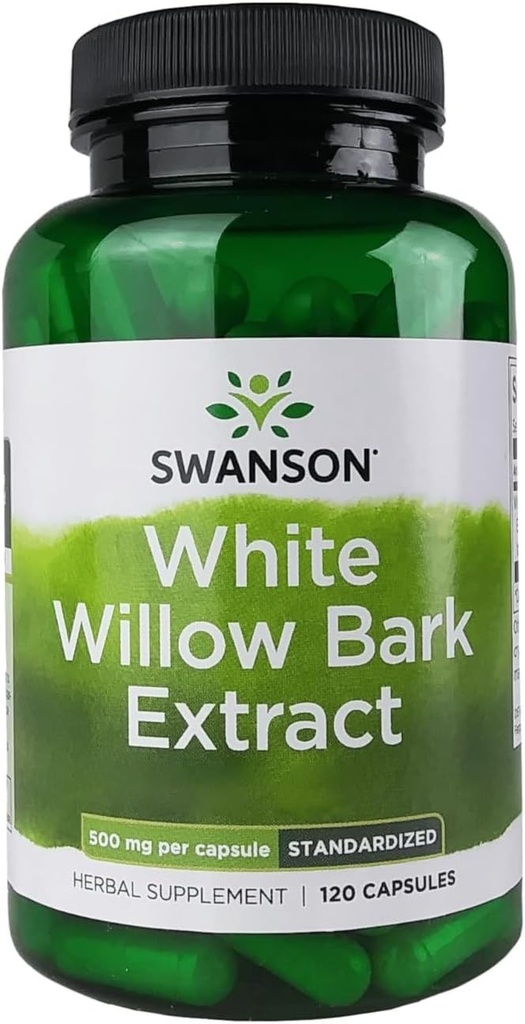 Swanson White Willow Bark Extract - Podporuje spoločnú podporu a svalovú úľavu - Štandardizovaný na 15% salicínu - Prírodné doplnok bez podráždenia žalúdka - (120 kapsuly, 500mg každý)