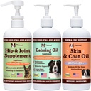 Natural Dog Company Wellness Bund$le for Psy, Food Toppers, Liquid Supplements with (1) Skin & Coat Oil, (1) Tekutý glukozamín, (1) Upokojujúci olej