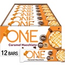 ONE Coffein Shop Kofeínové proteínové tyčinky, Caramel Macchiato, Gluten Free with 20g Protein and 65mg of Caffeine Energy, Pantry Staples, 2,12 oz (12 count), Packaging May Vary