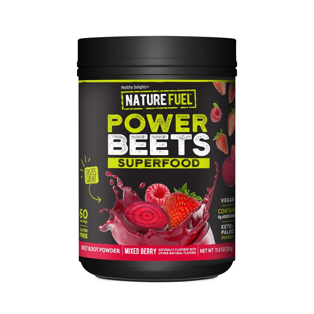 Nature Fuel Power Beets Powder, Delicious Mixed Berry, Concentrated Superfood Supplement, Supports Circulation, Natural Energy & Výdrž, Non-GMO, 60 Servings (Backaging May Vary)