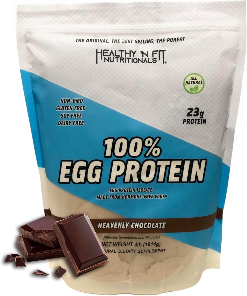 Healthy 'N Fit 100% Egg Protein- Chocolate (4lb): 100% Egg White Protein. Zero Lactose, Zero Sugar.- Ultra Pure, Natural Egg Protein Isolate