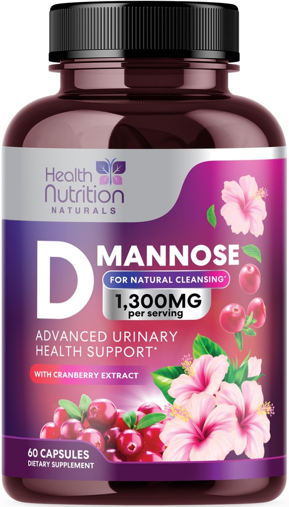 D-Mannose Supplement 1,350mg - s brusnicou, Hibiscus a púpava - Fast-Acting, Natural Urinary Tract & Badder Support for Women & Men 