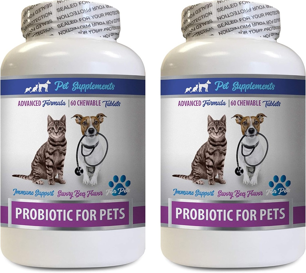 mačka Bad Breath Treaty - PROBIOTICS pre domáce zvieratá - Psy Mačky - Bad Gas a dych Treaty - Advanced Immune Boost - Najlepšie probiotiká pre mačky - 2 fľaše (120 Treats)