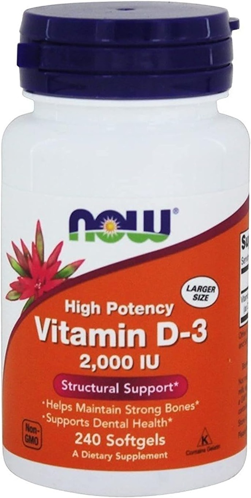 Teraz potraviny, (2 balenia) Vitamín D-3 vysoká potencie, 2000 IU, 240 Softgels