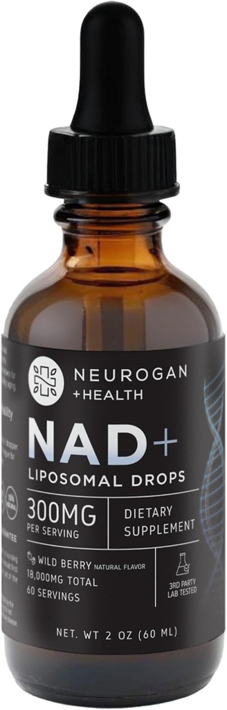Neurogan NAD+ Lipozomálne kvapky - 300mg per serving, 18,000mg Celkom - Liquid Drops Supplements - Cellular & Immune Suplement NAD Supplement - Nicotinamid Adenine Dinukleotid pre ženy a mužov