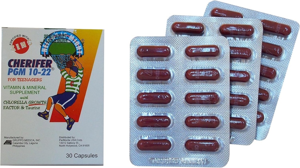 CHERIFER Capsule with Zinc, Double Chlorella Growth Factor & Taurine PGM 10-22 (30 Capsules)