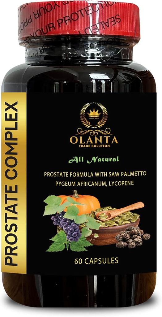 Prostate Complex All Natural - Saw Palmetto pre mužov Prostate Supplement, Lycopene od Prostate, Pure Prostate Vitamíny pre mužov - 1 fľaša 60 kapsúl