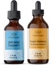 HERBAMAMA Adrenal Support and Super Immune Mushrom Blend Kit - Bundle of Liquid Adrenal Support Complex 2 fl oz & Super Immune Mushrom Drops 4 fl oz - Vegan, Non-GMO, Sugar & Alcohol-free - 2 balenie