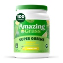 Amazing Grass Green Superfood Energy: Super Greens Powder & Plant Based Caffeine with Green Tea, Repeat Root Powder & Ľan Seed, Citrónová vápno, 100 Servings (Backaging May Vary)