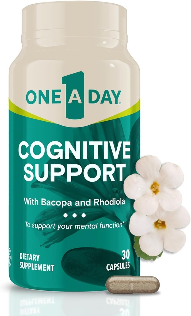 Jeden deň kognitívne doplnok  Obsahuje aj Rhodiola, & Holy Basil, 30 kapsúl (Backaging May Vary)