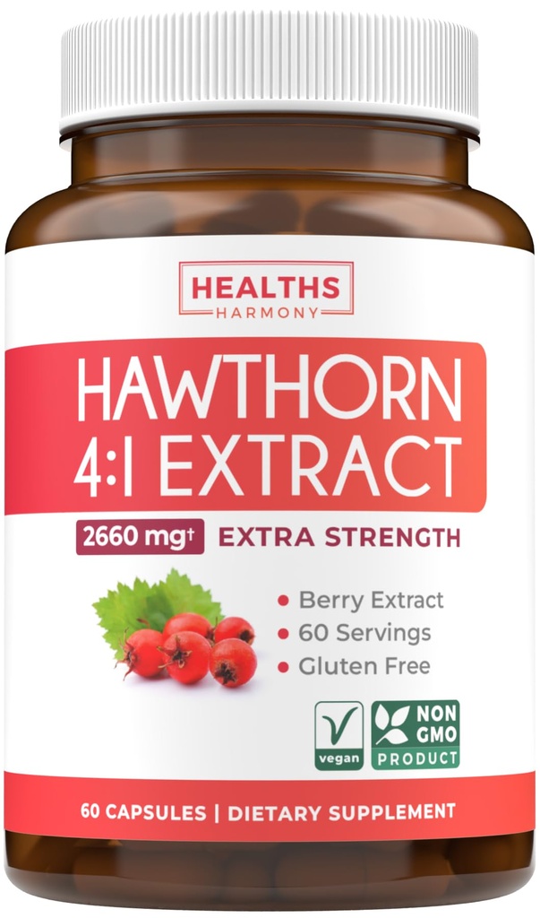 Super Potent Hawthorn Berry Extract Kapsule - Hawthorn Berry Supplement vyrobený z extra sily koncentrátu na podporu srdca a trávivé zdravie - Vegánské non-GMO a lepidlo zadarmo (2 mesiace dodávky)