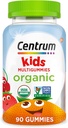 Centrum pre deti "organické multigummy," deti Multivitamínové Gummy, Organické multivitamíny pre deti s esenciálnymi živinami pre imunitnú podporu, svalovú funkciu a zdravie mozgu - 90 Počet