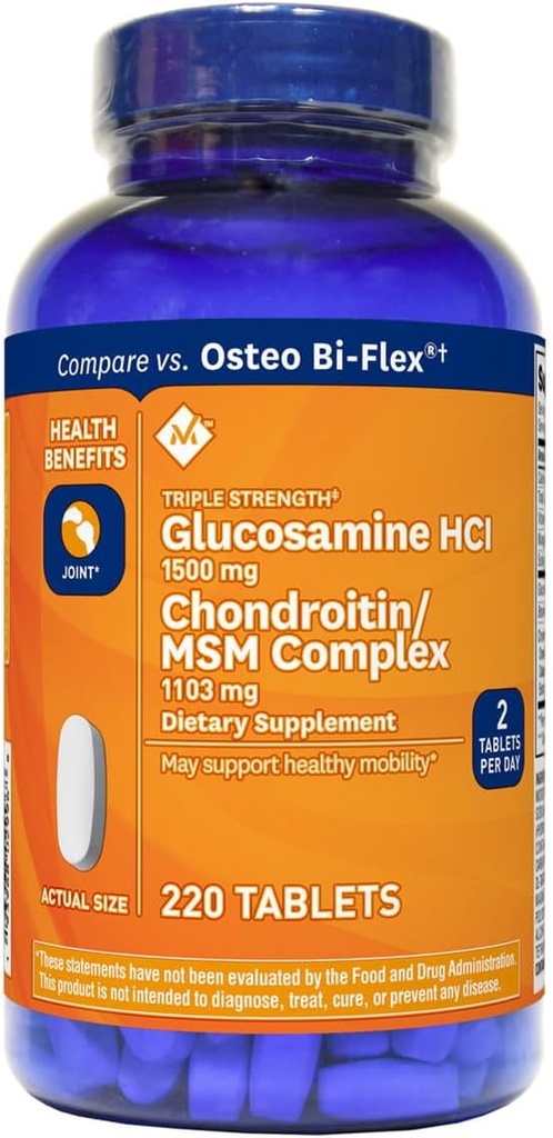Mark Triple Sila člena Glukozamín 1500mg & Chondroitín MSM 1288mg tablety (1 fľaša (220 tabliet))