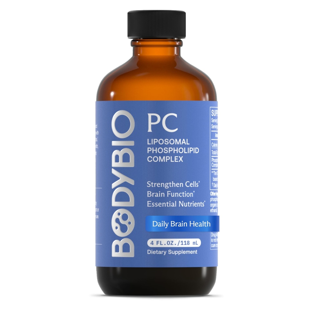 BodyBio PC - Fosfatidylcholín pre zdravie mozgu, duševná jasnosť, kognitívna funkcia, bunková oprava a zdravé starnutie, fosfolipidový komplex Supplement for Gentle Daily Detox