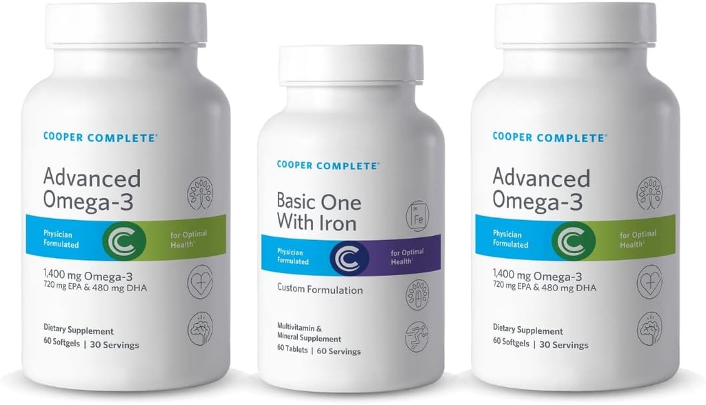 Cooper Complete - Basic One Multivitamín so železom - Denné Multivitamínové a minerálne doplnky Plus Rybí olej doplnok - 60 dní dodávky
