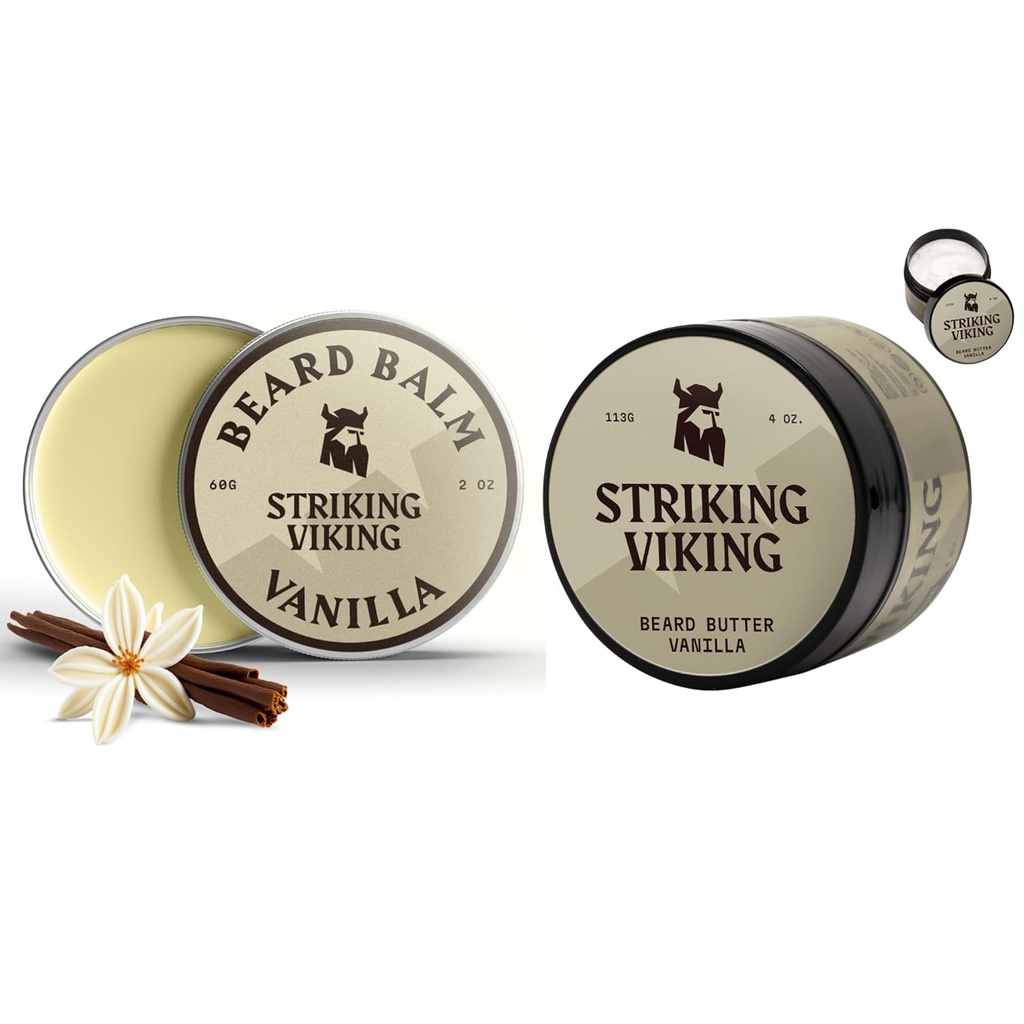 Striking Viking Balenie 2 bradového balzamu (2oz) a bradového masla (4oz) Vanilla Vôňa