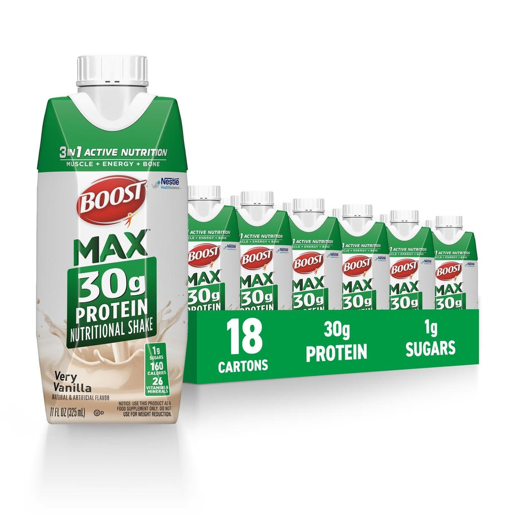 BOOST MAX Protein Shakes pripravený na pitie - 30g vysoký proteín Shake - Vanilka 