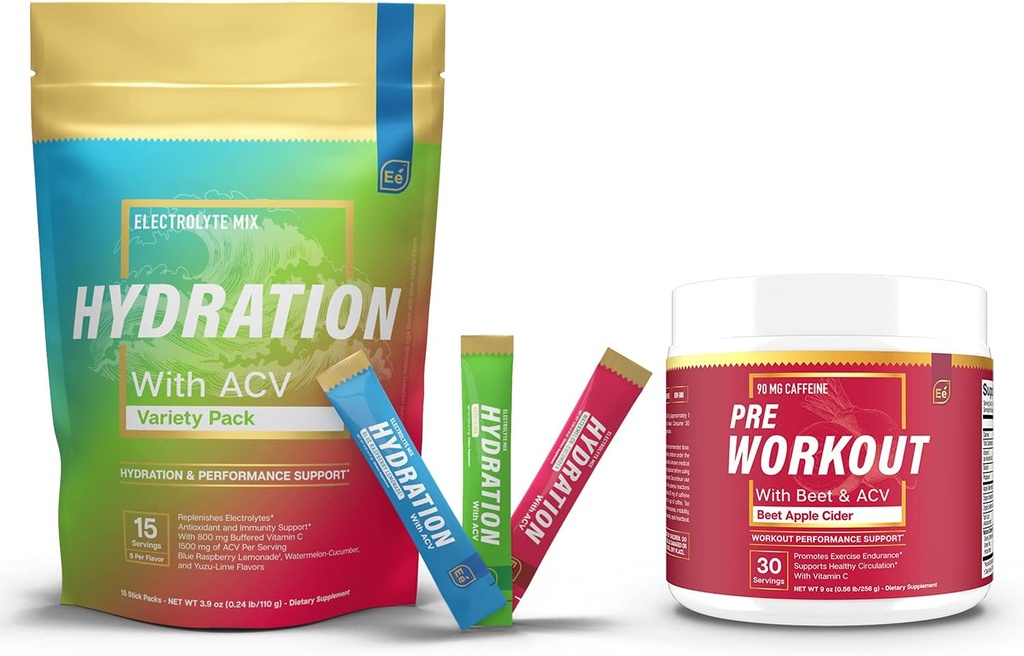 Bezcukrové hydratačné powder pakety Odroda - 15 Stick Packs & PreWorkout Powder s ACV