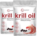 2 Balíček Antarktída Krill Oil Supplement, 1000mg Per Serving, 120 Soft-Gels Každý, Bohatý na Omega-3s, EPA, DHA & Astaxantín, Podporuje zdravie mozgu, Premium Krill olej Kapsule Tekuté Softgels