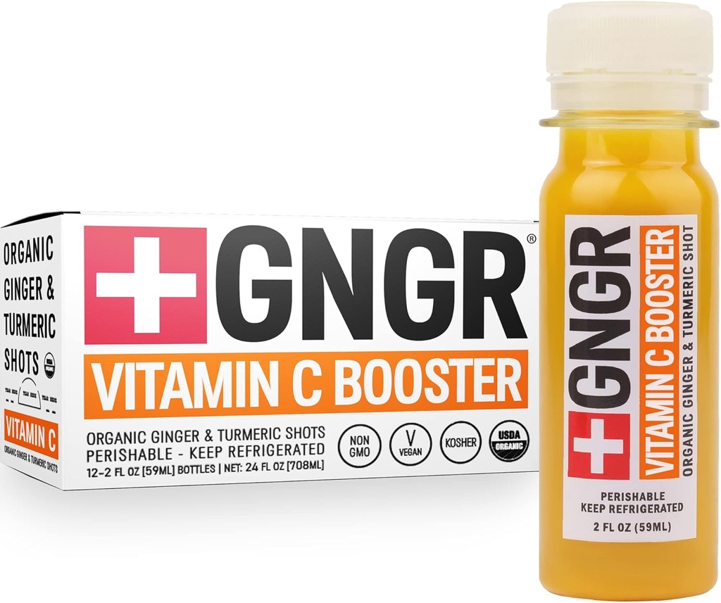 +GNGR vitamín C Imunitný posilňovač pre studenú zázvor Shot s kurkuma, Cayenne, Acerola, Imunita Shot s peruánskym zázvorom šťavu pre všetky prírodné imunitné a trávne podporu 2 fl oz (Pack of 12)