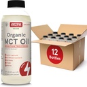 Jarrow Formules Organic MCT Oil - 16 fl oz - Fast Fuel for Brain & Muscle - Caprylic (C8) + Capric Acid (C10) - Ketogenic Diet Friendly Supplement - Unflavred (Pack of 12)
