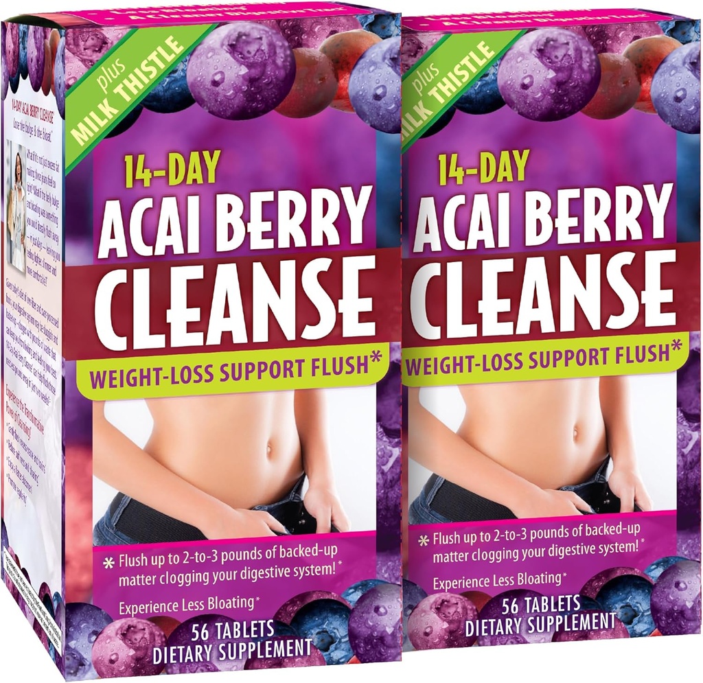 Applied Nutrition 14-Day Acai Berry Cleanse - 56 tabliet, balenie 2 - Podpora hmotnosti-Loss Flush + mlieko bodka - 56 Celkové služby