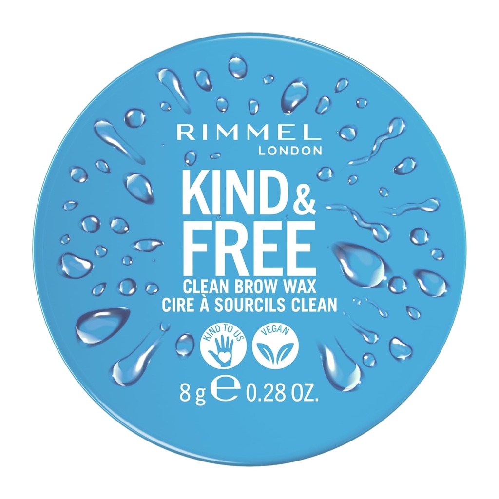 Rimmel London Kind & Free, Clear, Brow Wax, Jednoduché nanášanie, Dlho-ladiace Hold, No Flaking, No Residue, Zdvíhané obočie, 0.28oz