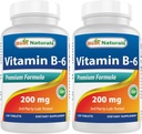 Najlepšie prírodné vitamíny b6 200 mg pre dospelých, 120 tabliet (120 počet (pár 2)