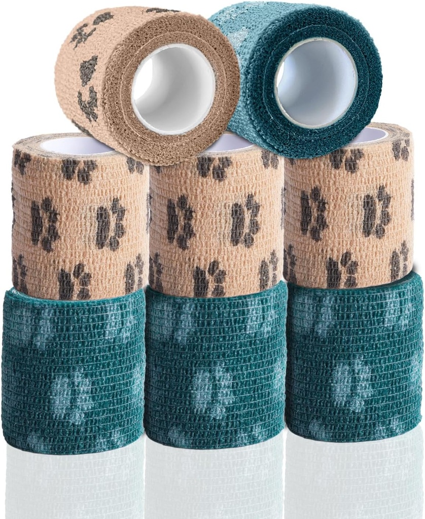 Self Adhezive Bandage Wrap - Vet Wrap pre psov No Chew - Medical Cohesive Bandage Wrap for Wound Care, Paw Care, First Aid, Vet Tape for Pet Birds Cat Horses (2 palec, 8 rolky, 8 farieb)