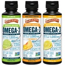 Barlean's Omega 3 Fish Oil Liquid Supplement 3-Flavor Variety Pack for Men and Women, EPA and DHA Mastné kyseliny, Obsahuje Key Lime Pie, Lemon Crème a Mango Peach Flavors, 8 oz