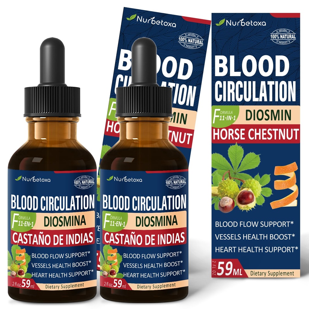 Krvné cirkulačné kvapky, Oxid dusnatý doplnok pre prietok krvi, tlak a srdce zdravie W/horse Chestnut extrakt kvapaliny. Castaño de Indias y Diosmina para la Circulacion y Varices. 4 oz