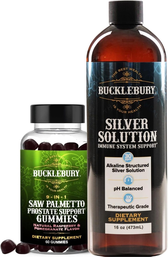 Bucklebury Saw Palmetto Prostate Gumies and Structured Liquid Silver Solution 30ppm