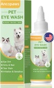 Očné kvapky pre psy a mačky: Pet Očné umývanie na upokojenie alergie a podráždenie - Psie očné kvapky na odstránenie suché oči Ružové oči - Pet Tear Stain Cleaner - Vhodné pre všetky zvieratá