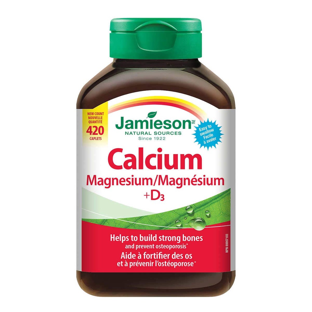 Jamieson kalcium Magnézium s vitamínom D3 tablety, 420 kapsúl