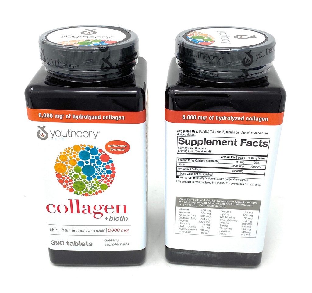 Youtheory Collagen Advanced Formula Tablety - 390 ct (2-Pack pre 780 Ct)