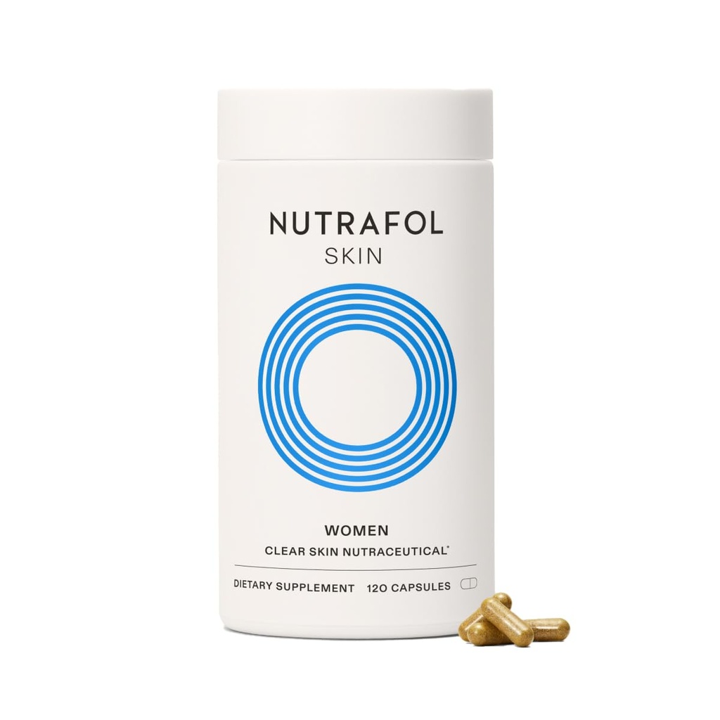 Nutrafol Čistá koža Akné doplnok pre ženy, klinicky testované pre jasnejšie, hladšie kože, lekár-formulované, Vegan